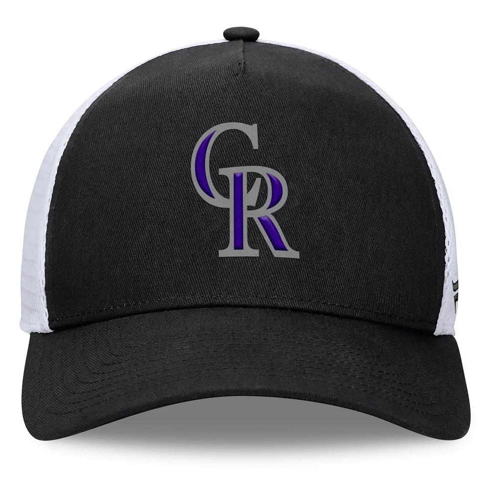 Casquette réglable noire Colorado Rockies Fundamental A-Frame Fanatics pour hommes