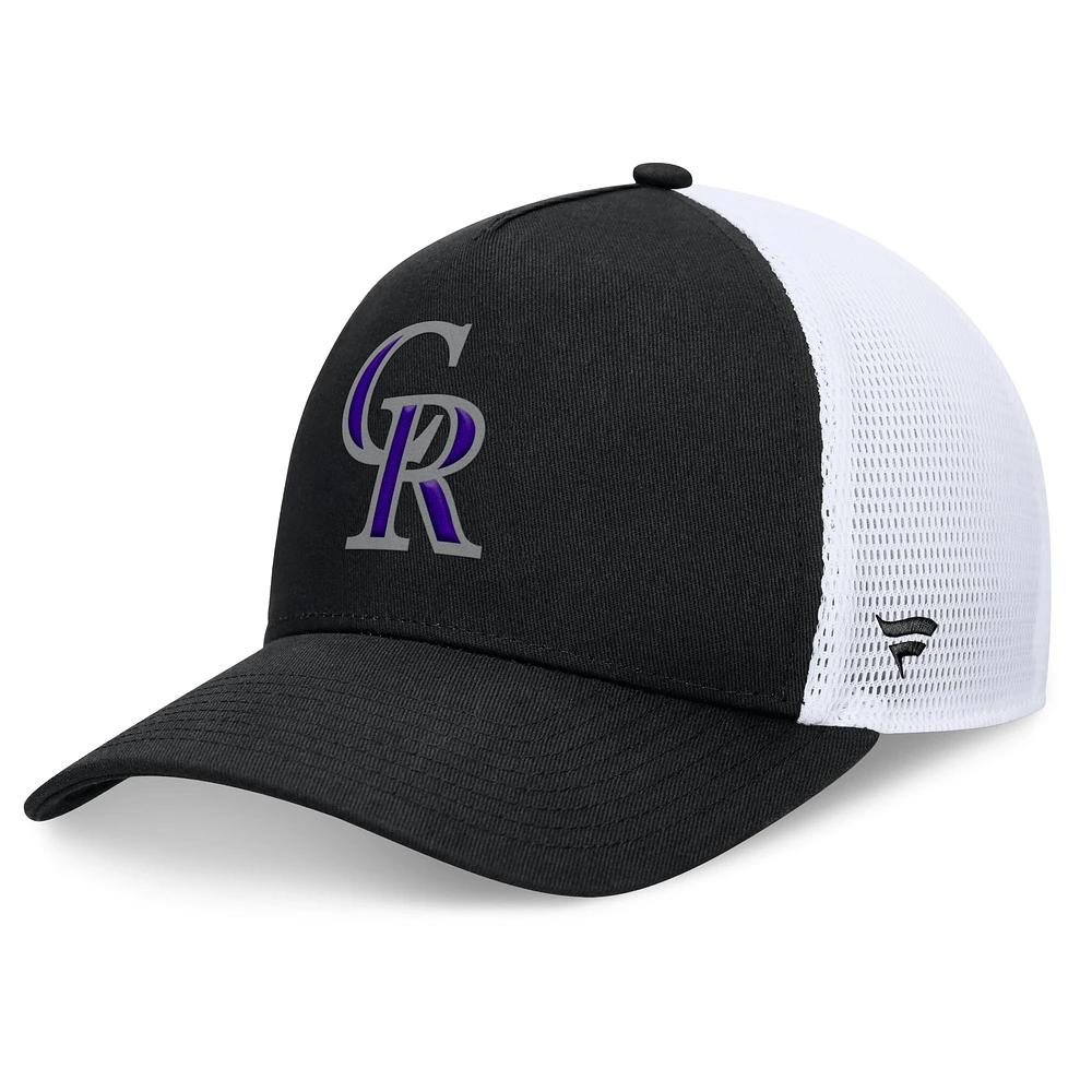 Casquette réglable noire Colorado Rockies Fundamental A-Frame Fanatics pour hommes