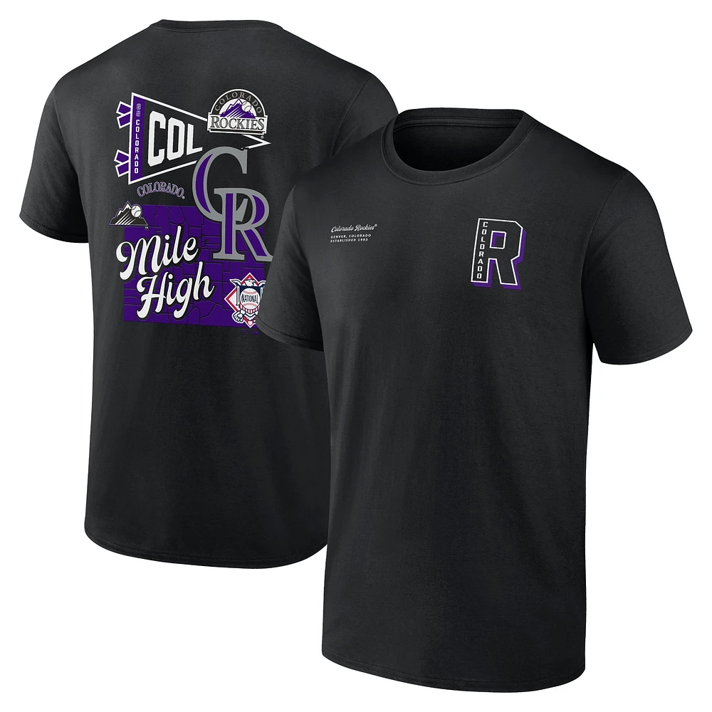 T-shirt noir Fanatics Colorado Rockies Split Zone pour hommes