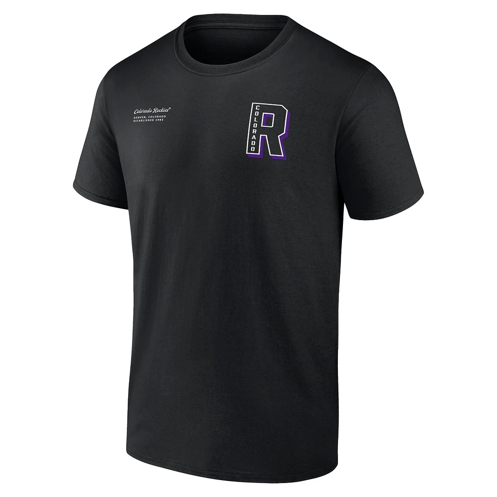 T-shirt noir Fanatics Colorado Rockies Split Zone pour hommes