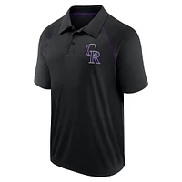 Polo noir Fanatics Colorado Rockies Strong Alone Raglan pour hommes