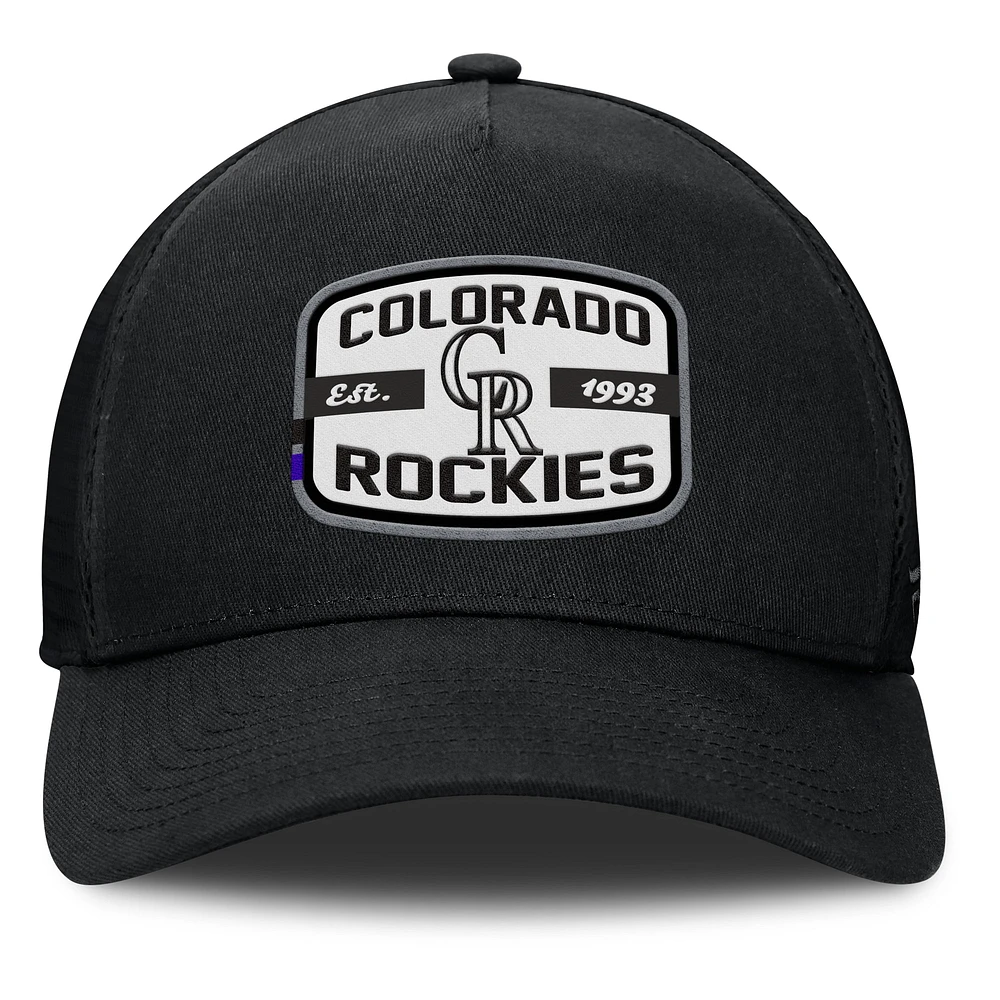 Men's Fanatics Black Colorado Rockies Team Patch A-Frame Trucker Snapback Hat