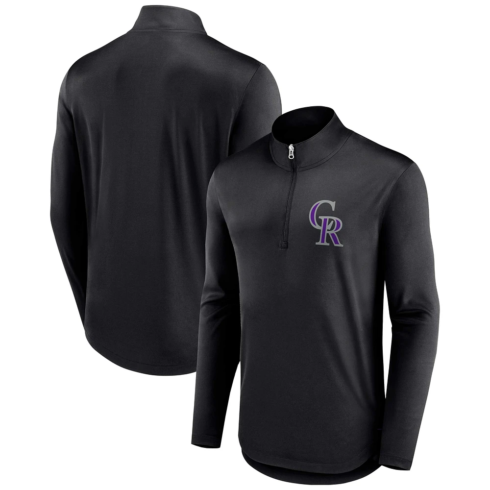 Men's Fanatics Black Colorado Rockies Tough Minded Lightweight Quarter-Zip Pullover