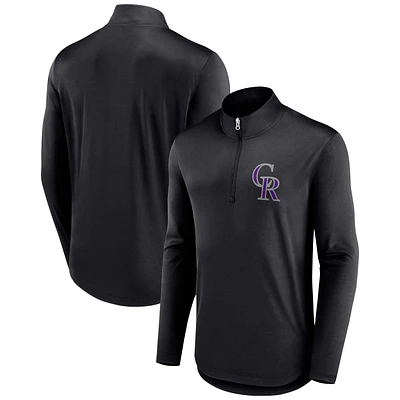 Pull léger à quart de zip Tough Minded des Colorado Rockies Fanatics pour hommes, noir