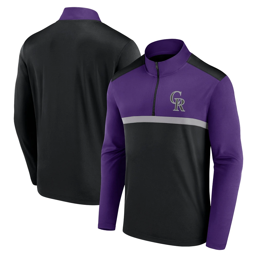 Haut à quart de zip imparable noir Colorado Rockies Fanatics pour hommes