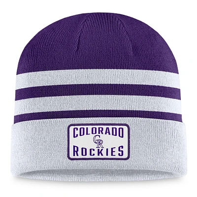 Bonnet en tricot à revers Fanatics gris Colorado Rockies pour hommes