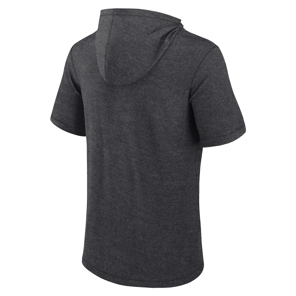 Sweat à capuche manches courtes pour hommes Fanatics Heather Charcoal Colorado Rockies Push