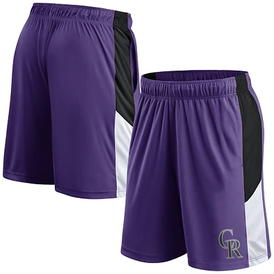 Short violet avec logo principal des Colorado Rockies Fanatics pour hommes