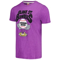 Men's Homage Purple Colorado Rockies Doodle Collection Blake St. Bombers Tri-Blend T-Shirt