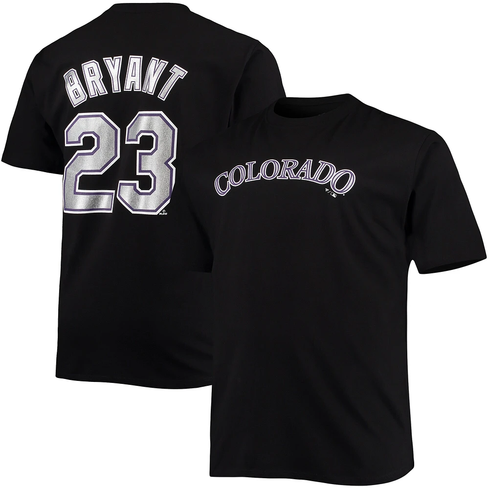 Men's Kris Bryant Black Colorado Rockies Big & Tall Name Number T-Shirt