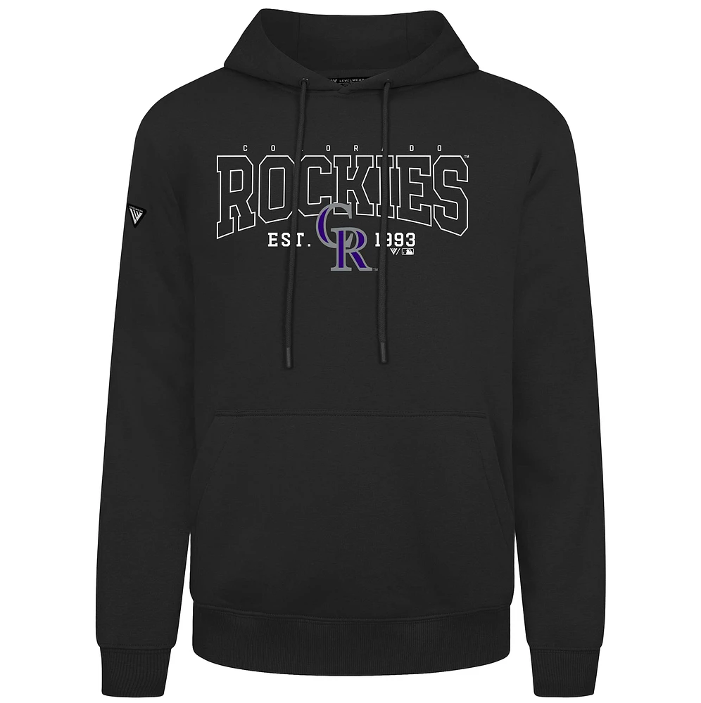 Men's Levelwear Black Colorado Rockies Accolade Podium Textbook Pullover Hoodie