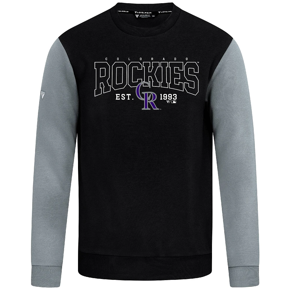 Men's Levelwear Black Colorado Rockies Accolade Ultimate Textbook Pullover Sweatshirt