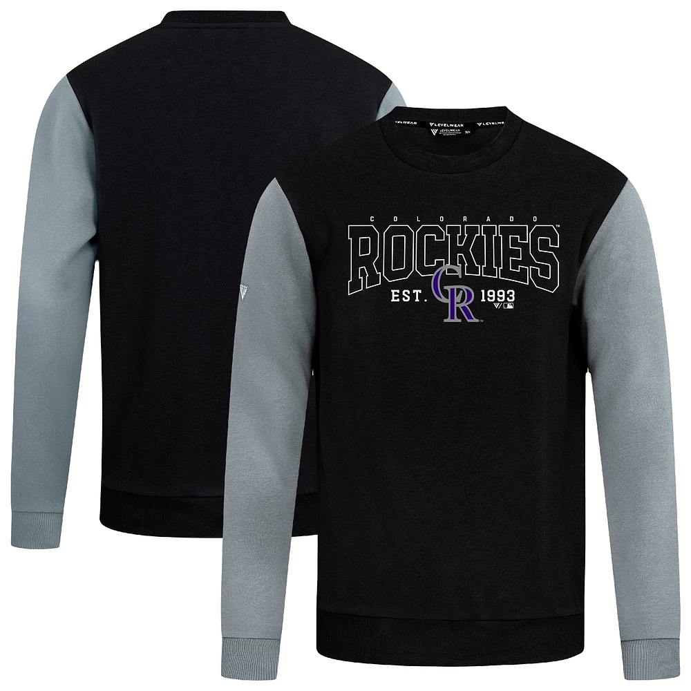 Men's Levelwear Black Colorado Rockies Accolade Ultimate Textbook Pullover Sweatshirt