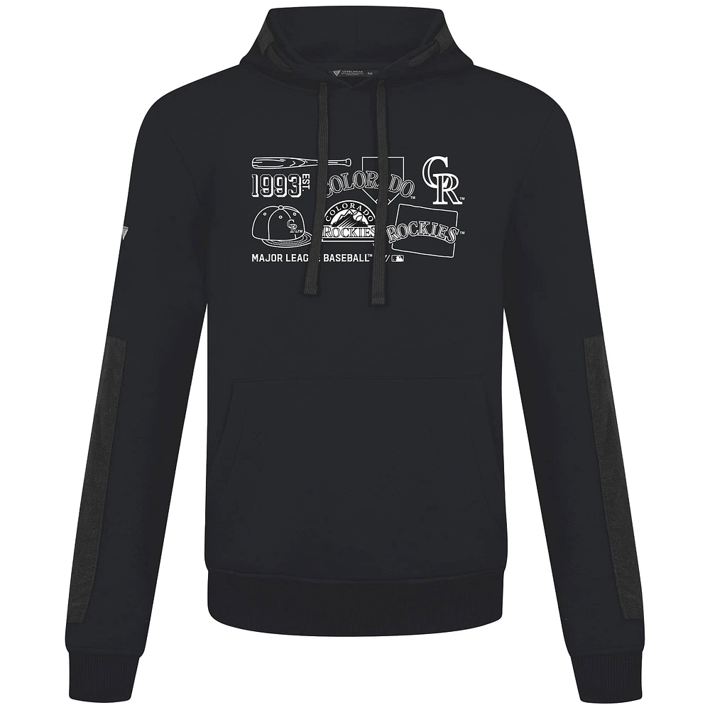 Sweat à capuche noir pour homme Levelwear Colorado Rockies Cooperstown Collection Bombay Campaign