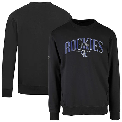 Men's Levelwear Black Colorado Rockies Cooperstown Collection Zane Vintage Pullover Sweatshirt