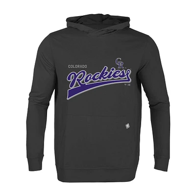 Men's Levelwear Charcoal Colorado Rockies Relay Vintage Team 2.0 Pullover Hoodie