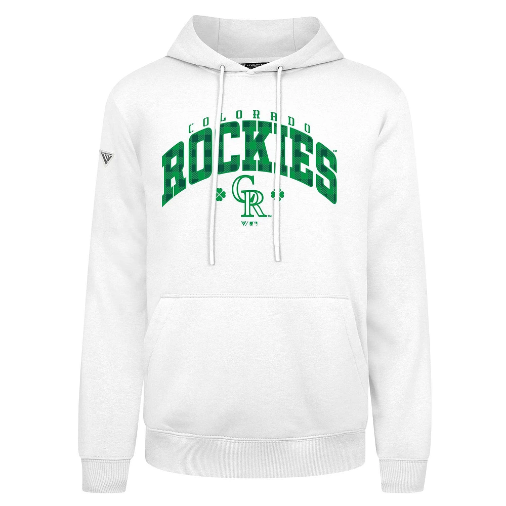 Sweat à capuche carreaux Podium de la Saint-Patrick Colorado Rockies blanc pour homme Levelwear