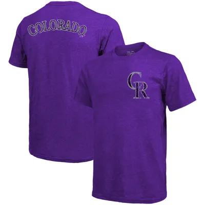 Colorado Rockies Majestic Threads Throwback Logo Tri-Blend T-Shirt - Purple
