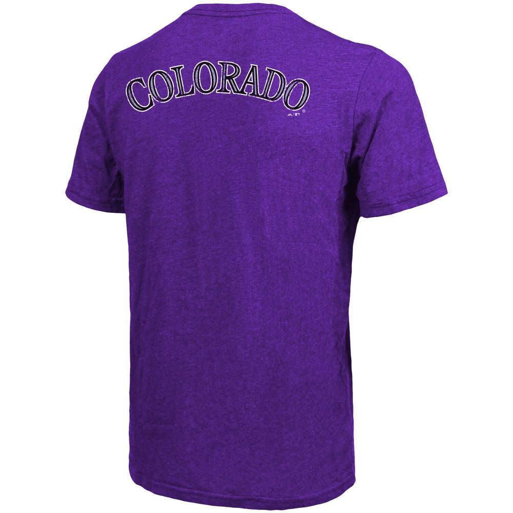 Men's Majestic Threads Purple Colorado Rockies Throwback Logo Tri-Blend T-Shirt