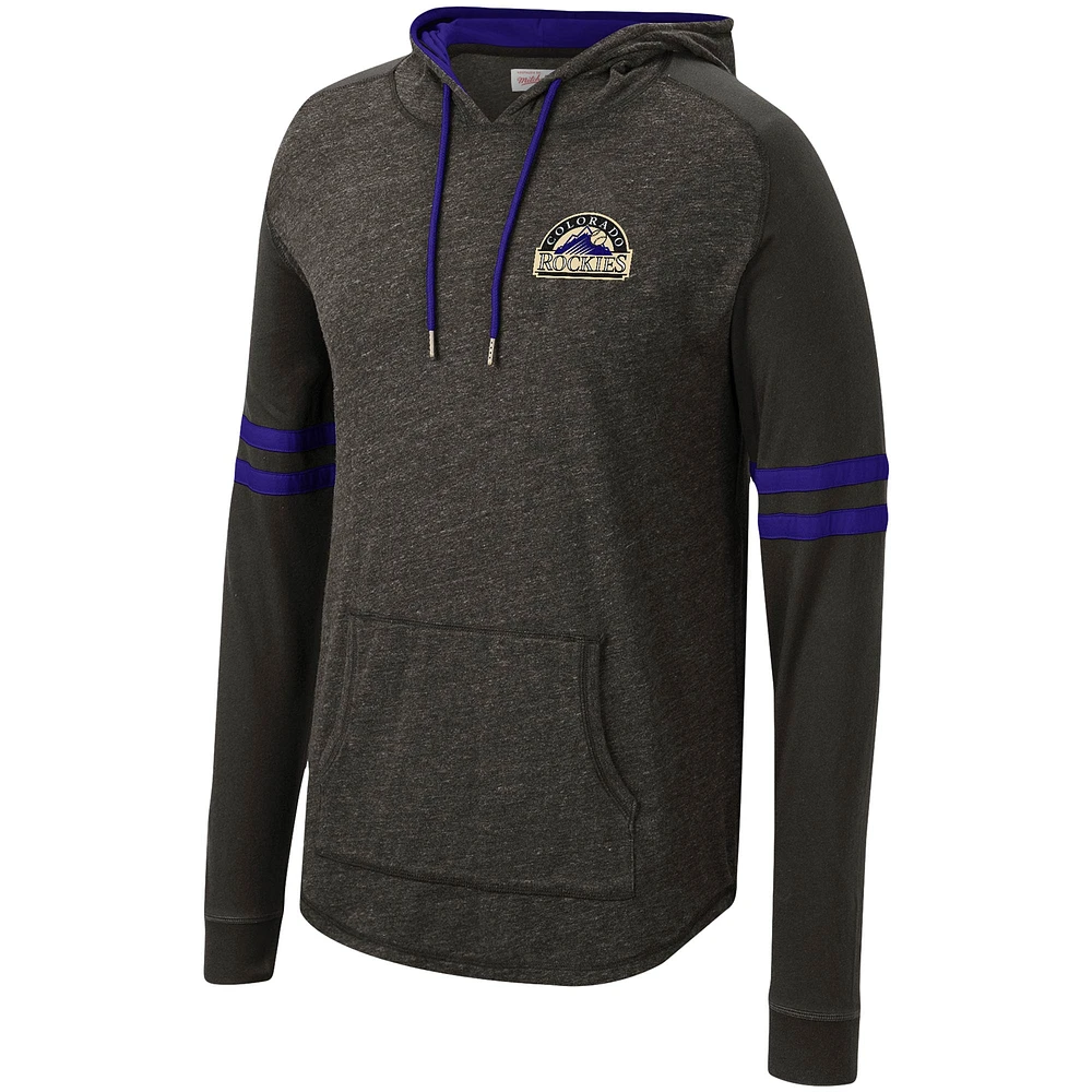 Sweat à capuche léger noir manches raglan avec logo des Rockies du Colorado pour homme de Mitchell & Ness