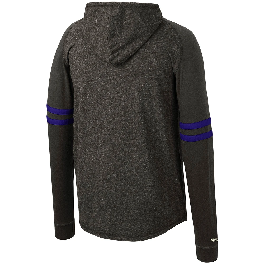 Sweat à capuche léger noir manches raglan avec logo des Rockies du Colorado pour homme de Mitchell & Ness