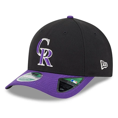 Casquette ajustable New Era noire/violette Colorado Rockies Player Replica 9FORTY pour homme