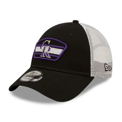 Colorado Rockies New Era Logo Patch 9FORTY Trucker Snapback Hat - Black/White