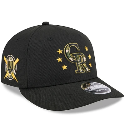 Casquette Snapback 9FIFTY à profil bas pour la Journée des Forces armées 2024 du Colorado Rockies New Era noire pour homme