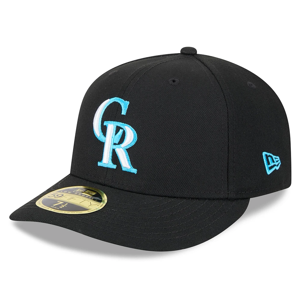 Casquette ajustée 59FIFTY à profil bas pour la fête des pères Colorado Rockies 2024 New Era noire hommes