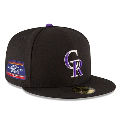 Casquette ajustée 59FIFTY New Era noire des Colorado Rockies 2024 MLB World Tour Mexico City Series pour hommes