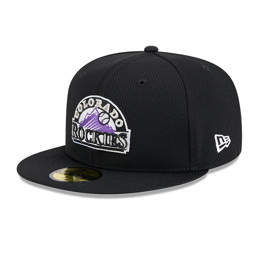 Men's New Era Black Colorado Rockies 2025 MLB Clubhouse 59FIFTY Fitted Hat