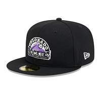 Men's New Era Black Colorado Rockies 2025 MLB Clubhouse 59FIFTY Fitted Hat