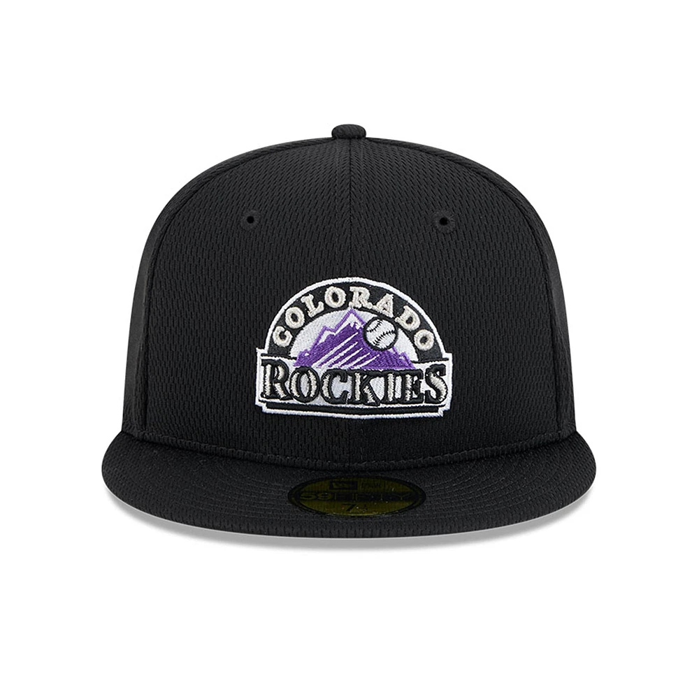 Men's New Era Black Colorado Rockies 2025 MLB Clubhouse 59FIFTY Fitted Hat