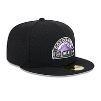 Men's New Era Black Colorado Rockies 2025 MLB Clubhouse 59FIFTY Fitted Hat