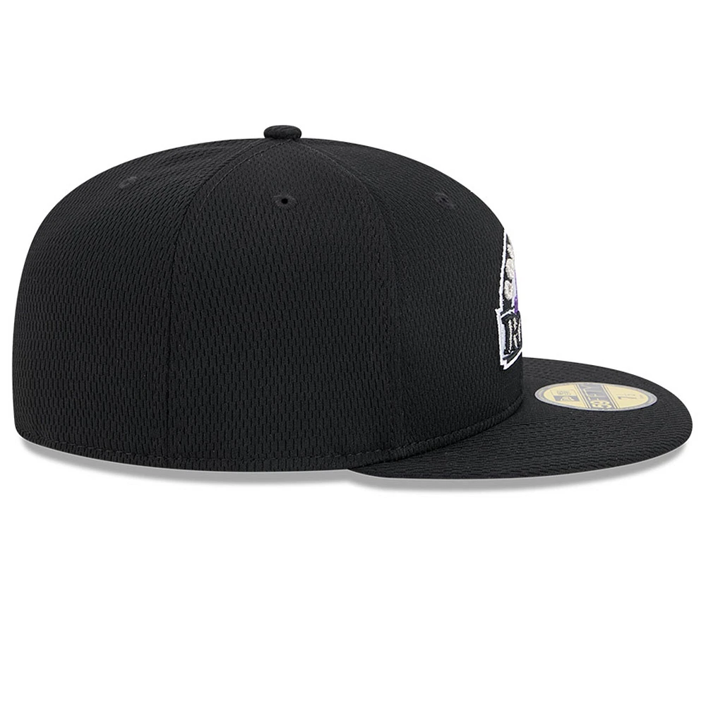 Men's New Era Black Colorado Rockies 2025 MLB Clubhouse 59FIFTY Fitted Hat