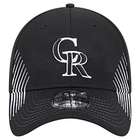 Men's New Era Black Colorado Rockies Active Dash Mark 39THIRTY Flex Hat