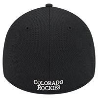 Men's New Era Black Colorado Rockies Active Dash Mark 39THIRTY Flex Hat