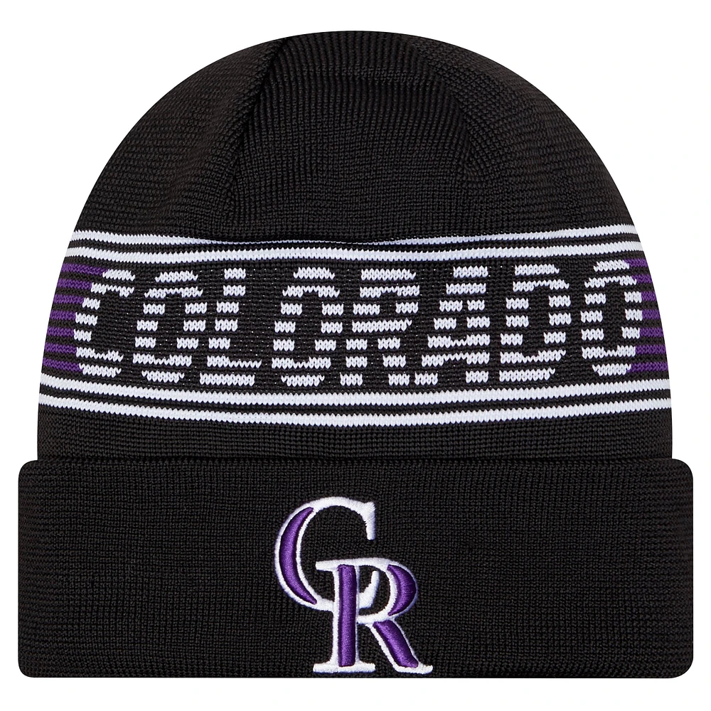 Men's New Era  Black Colorado Rockies Authentic Collection Cuffed Knit Hat