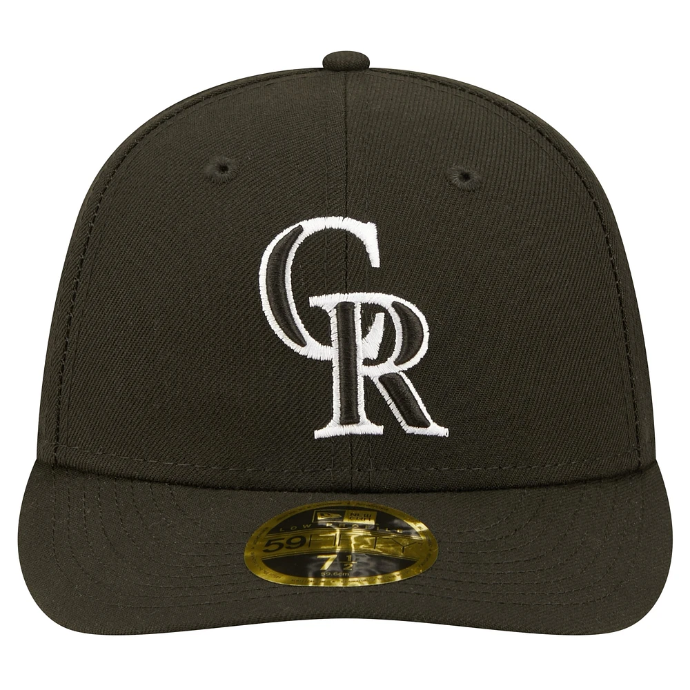 Casquette ajustée 59FIFTY à profil bas des Colorado Rockies New Era pour hommes, noire