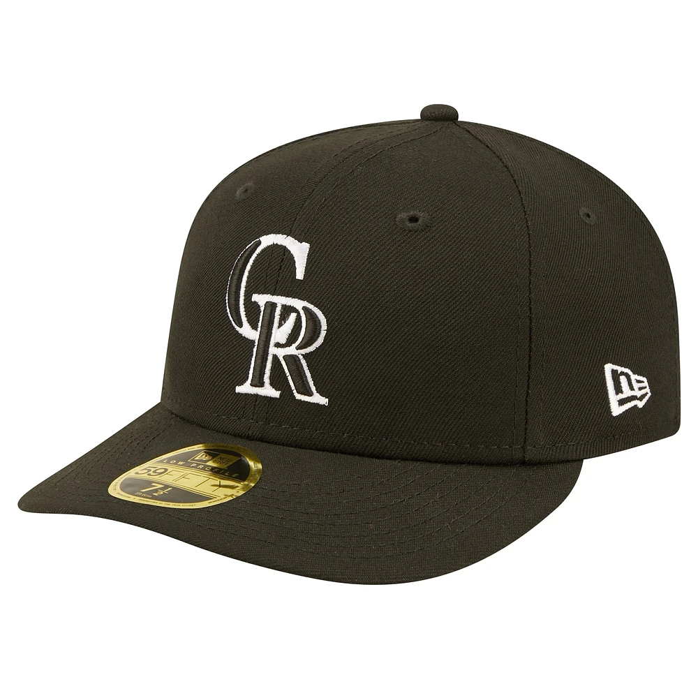 Casquette ajustée 59FIFTY à profil bas des Colorado Rockies New Era pour hommes, noire