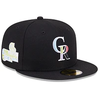 Casquette ajustée 59FIFTY noire Colorado Rockies pour homme New Era