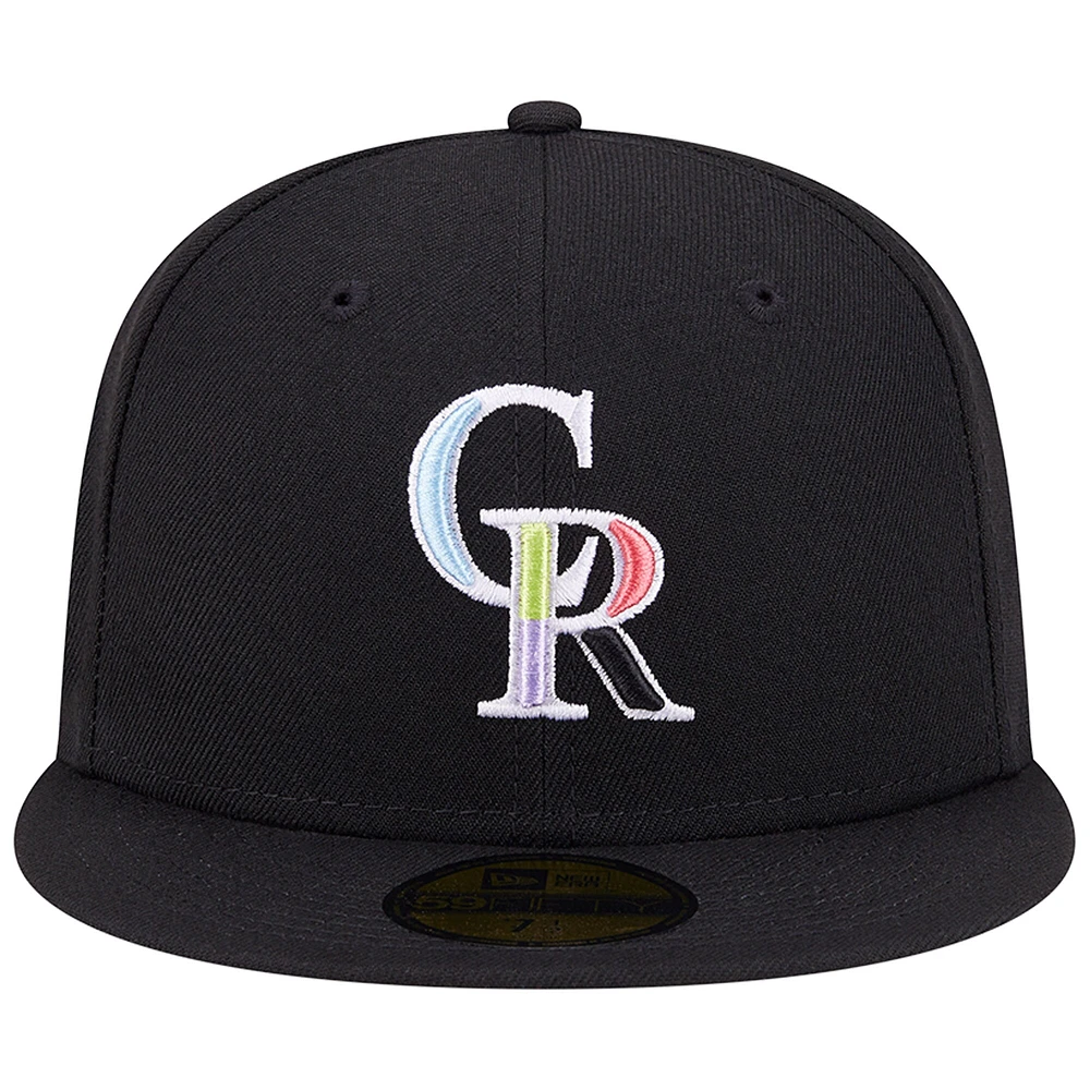 Casquette ajustée 59FIFTY noire Colorado Rockies pour homme New Era