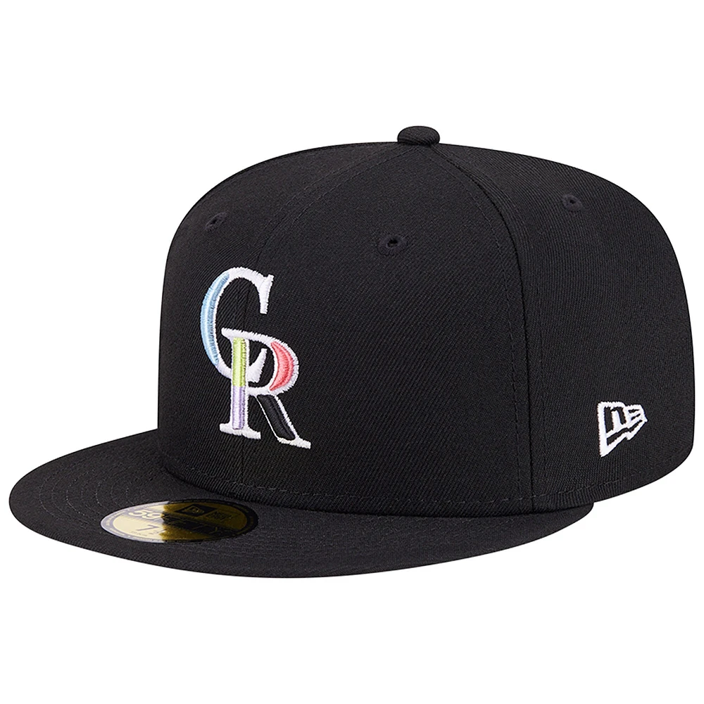 Casquette ajustée 59FIFTY noire Colorado Rockies pour homme New Era