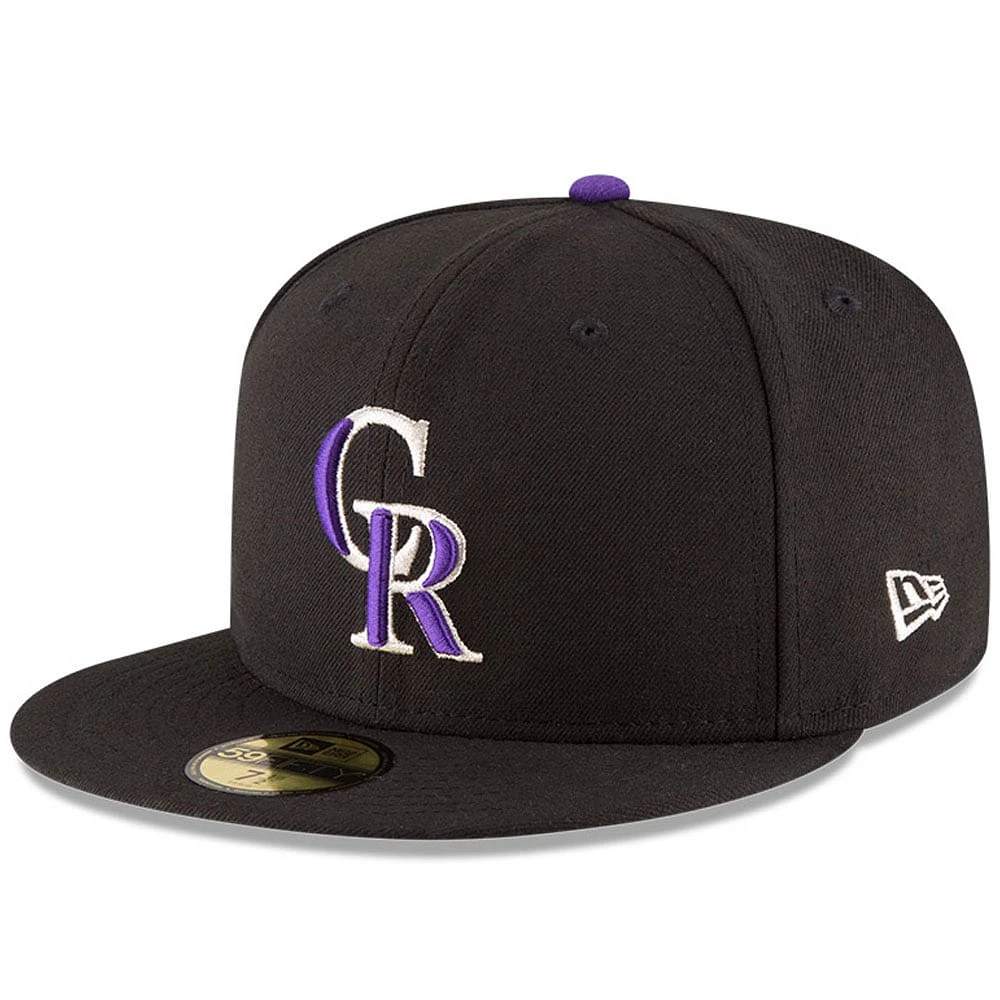 Casquette ajustée 59FIFTY du Temple de la renommée baseball national des Colorado Rockies New Era pour hommes, noire