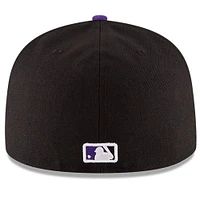 Casquette ajustée 59FIFTY du Temple de la renommée baseball national des Colorado Rockies New Era pour hommes, noire