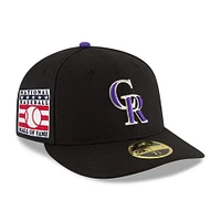 Casquette ajustée 59FIFTY à profil bas du Temple de la renommée MLB 2024 Colorado Rockies New Era noire pour homme