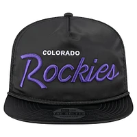 Casquette de golf ajustable noire rétro en satin pour homme New Era Colorado Rockies