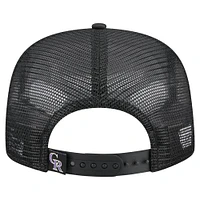 Casquette de golf ajustable noire rétro en satin pour homme New Era Colorado Rockies