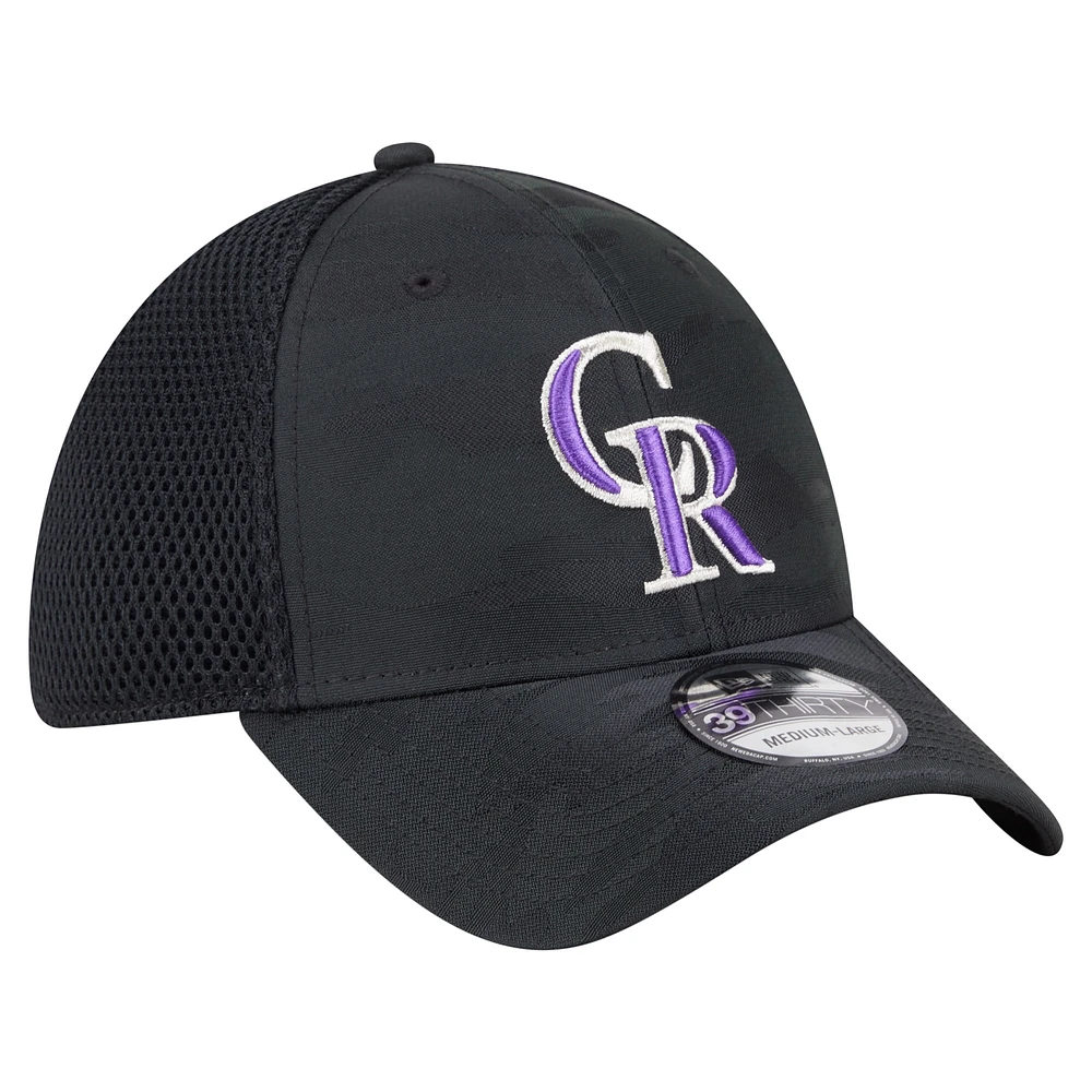 Men's New Era Black Colorado Rockies Subtle Camo 39THIRTY Flex Hat