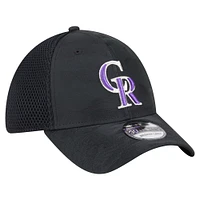 Men's New Era Black Colorado Rockies Subtle Camo 39THIRTY Flex Hat